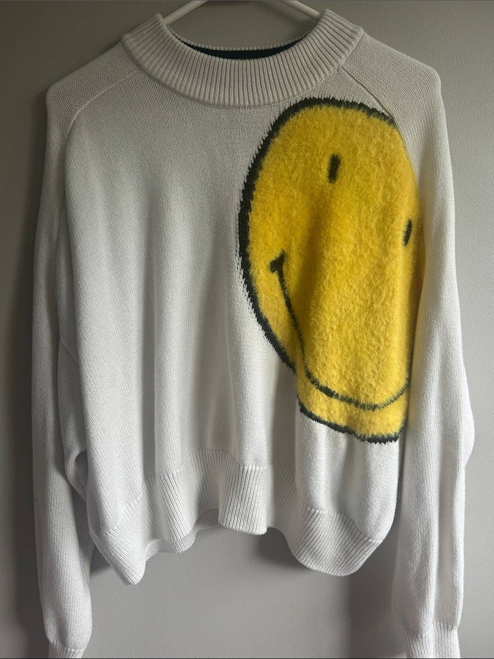 Desigual White Sweater with Yellow Smiley Graphic - Picture 6 of 7